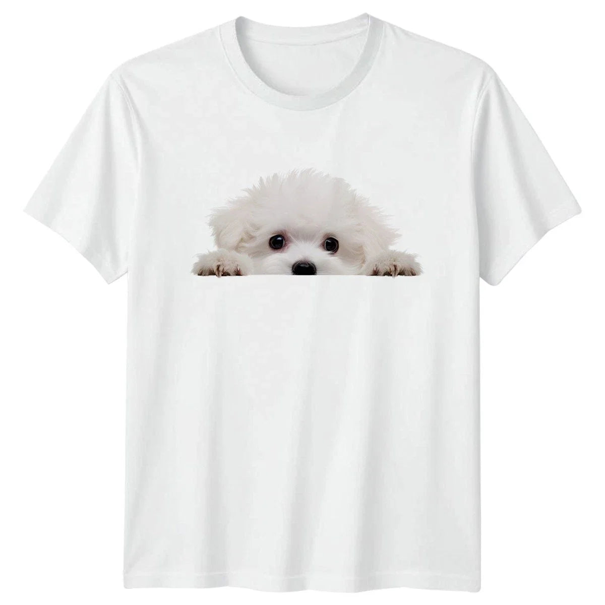 Peeking White Fluffy Puppy T-Shirt Dog Lover Animal Gift For Him And Her Unisex T-shirt, Sweatshirt, Hoodie, Long Sleeve Tee - T-Shirt, Sweatshirt, Hoodie