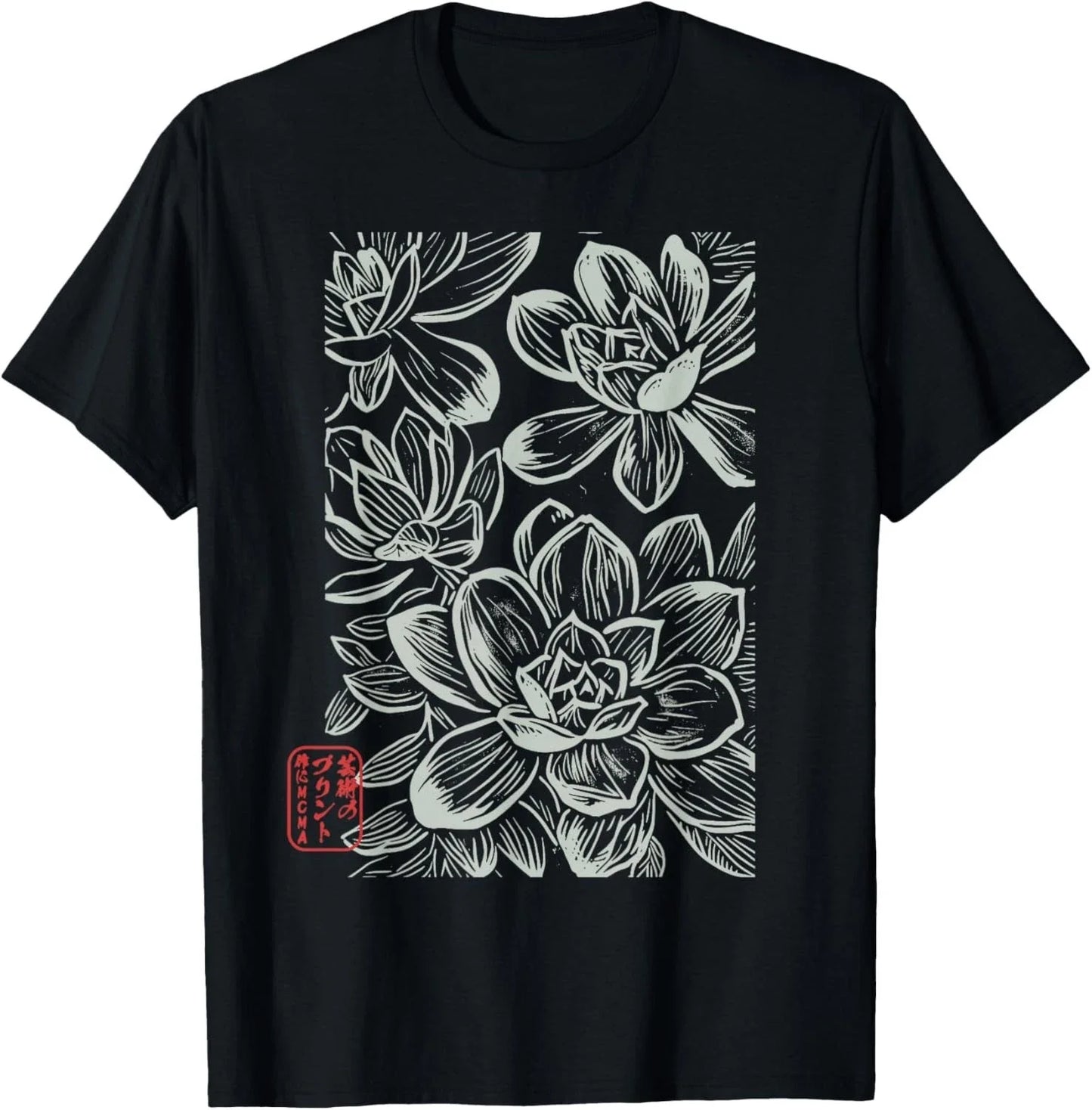 Japanese Boho Flowers _ Sumi-e Style Floral Botanical Art T-Shirt Unisex T-shirt, Sweatshirt, Hoodie, Long Sleeve Tee - T-Shirt, Sweatshirt, Hoodie