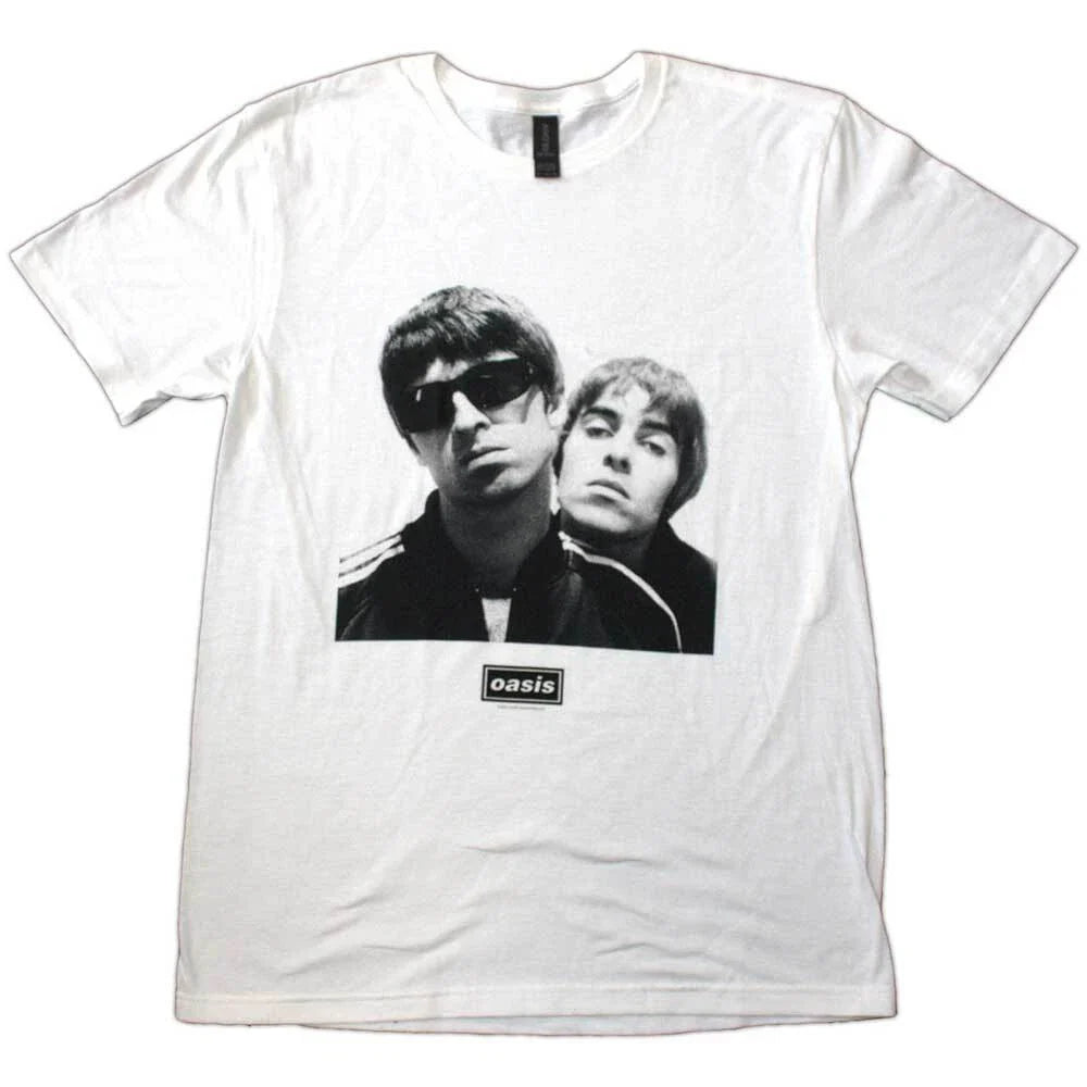 Oasis T-Shirt Noel Liam Gallagher Photo Official Band New White Unisex T-shirt, Sweatshirt, Hoodie, Long Sleeve Tee - T-Shirt, Sweatshirt, Hoodie