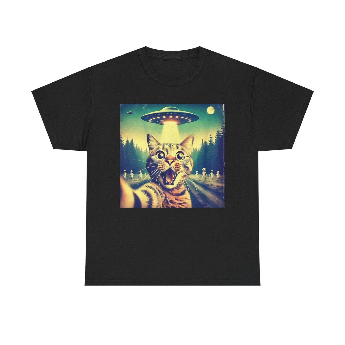 Funny Cat Selfie UFO Alien Hilarious Sci-Fi Graphic Cat Fun T-Shirt Unisex T-shirt, Sweatshirt, Hoodie, Long Sleeve Tee - T-Shirt, Sweatshirt, Hoodie