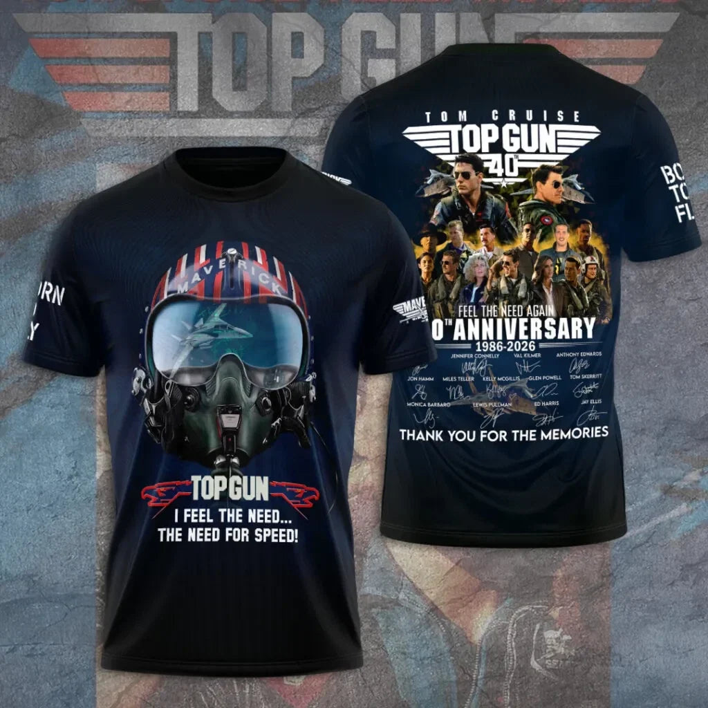 Top Gun 40th Anniversary 3D Apparel Tshirt Unisex T-shirt, Sweatshirt, Hoodie, Long Sleeve Tee - T-Shirt, Sweatshirt, Hoodie