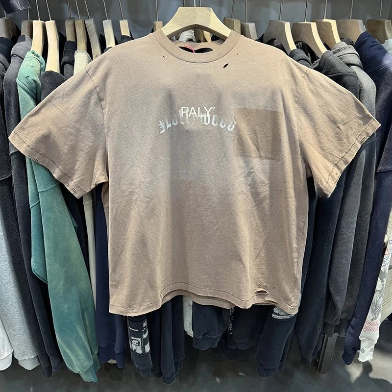 Faded Hollywood Motorcycle Font Paly Mens Beige Cotton T Shirt Unisex T-shirt, Sweatshirt, Hoodie, Long Sleeve Tee - T-Shirt, Sweatshirt, Hoodie