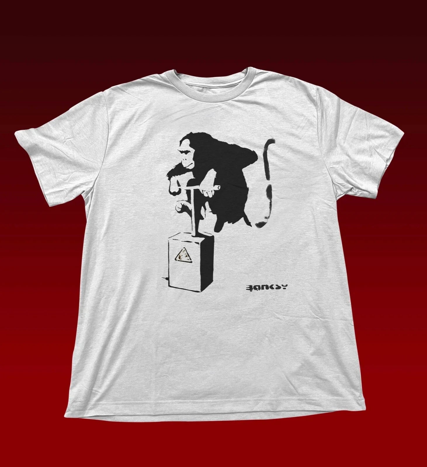 BANKSY 'MONKEY DETONATOR' SHORT SLEEVE TSHIRT, NEW Unisex T-shirt, Sweatshirt, Hoodie, Long Sleeve Tee - T-Shirt, Sweatshirt, Hoodie
