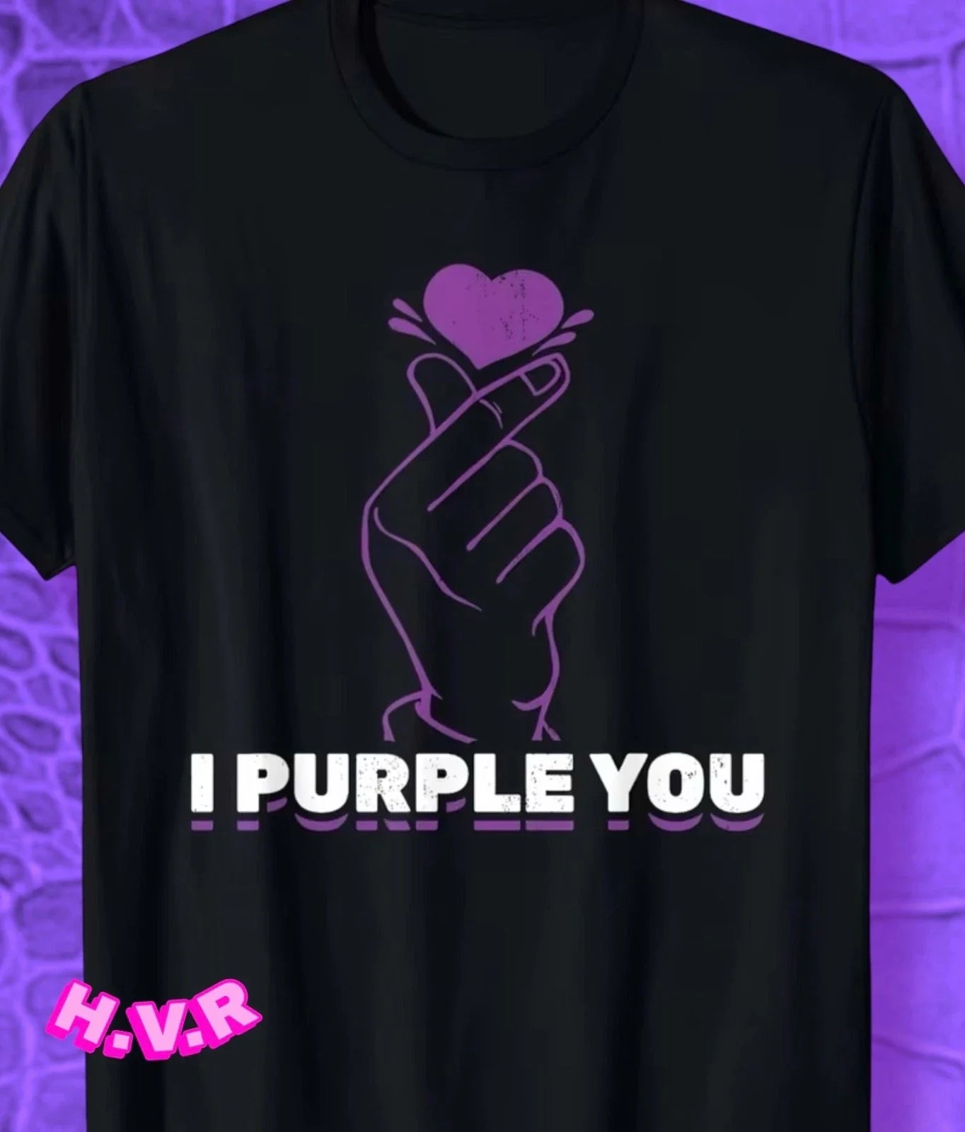 I Love You Purple K-pop Hand Gesture | Street Style, T-Shirt Size 5XL... Unisex T-shirt, Sweatshirt, Hoodie, Long Sleeve Tee - T-Shirt, Sweatshirt, Hoodie
