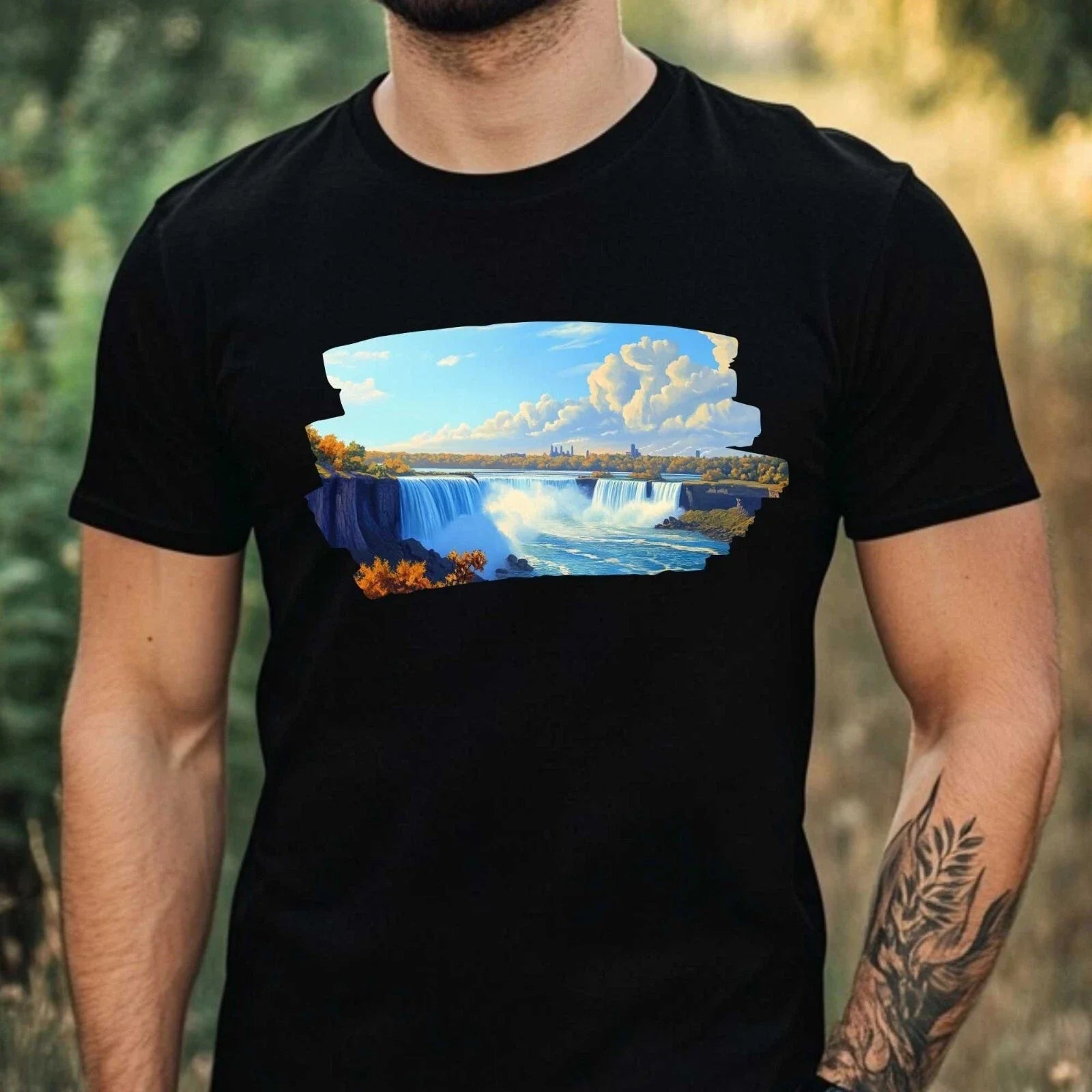 Mens Niagara Falls Motif Cotton T-Shirt Size XS to 5XL Unisex T-shirt, Sweatshirt, Hoodie, Long Sleeve Tee - T-Shirt, Sweatshirt, Hoodie