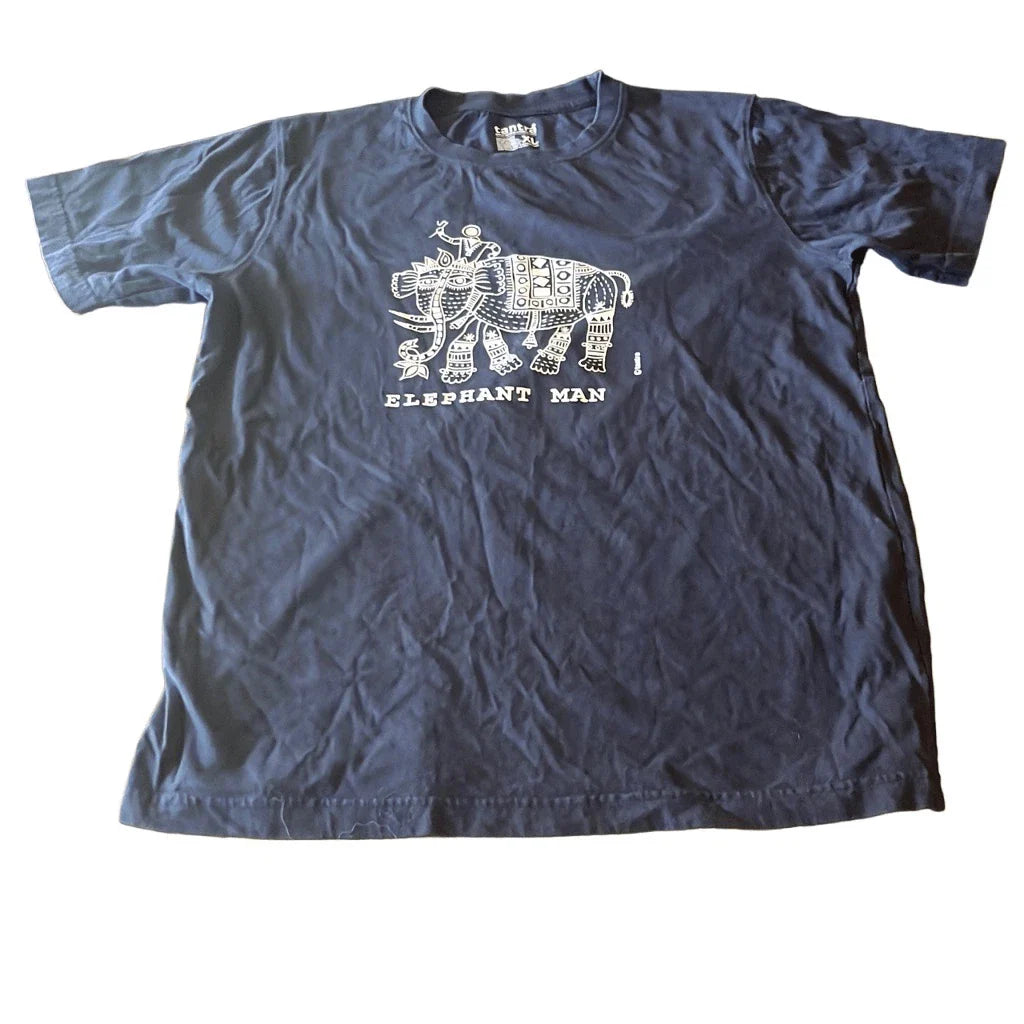 Tantra Men's XL Y2K Navy Blue Elephant Man Graphic Indian T-Shirt Unisex T-shirt, Sweatshirt, Hoodie, Long Sleeve Tee - T-Shirt, Sweatshirt, Hoodie