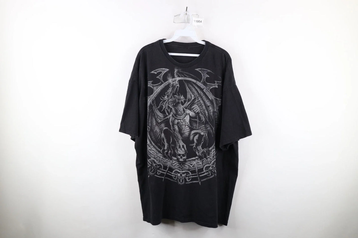 Vintage Y2K Streetwear Mens 3XL Faded Fantasy Dragon Skull Short Sleeve T-Shirt Unisex T-shirt, Sweatshirt, Hoodie, Long Sleeve Tee - T-Shirt, Sweatshirt, Hoodie