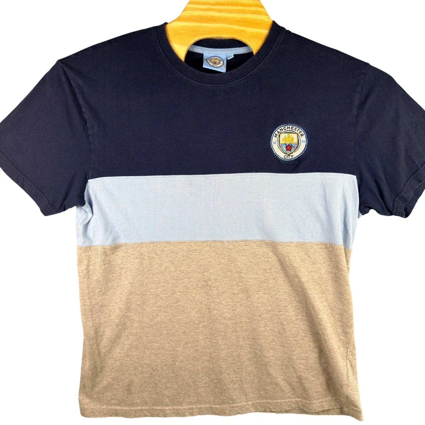Manchester City Soccer T-Shirt Men XL Navy Blue Grey Colorblock Embroidered Unisex T-shirt, Sweatshirt, Hoodie, Long Sleeve Tee - T-Shirt, Sweatshirt, Hoodie