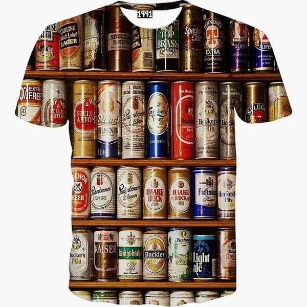 Women's & Men's T-Shirt, Beer Can 3D Print V445 Unisex T-shirt, Sweatshirt, Hoodie, Long Sleeve Tee - T-Shirt, Sweatshirt, Hoodie