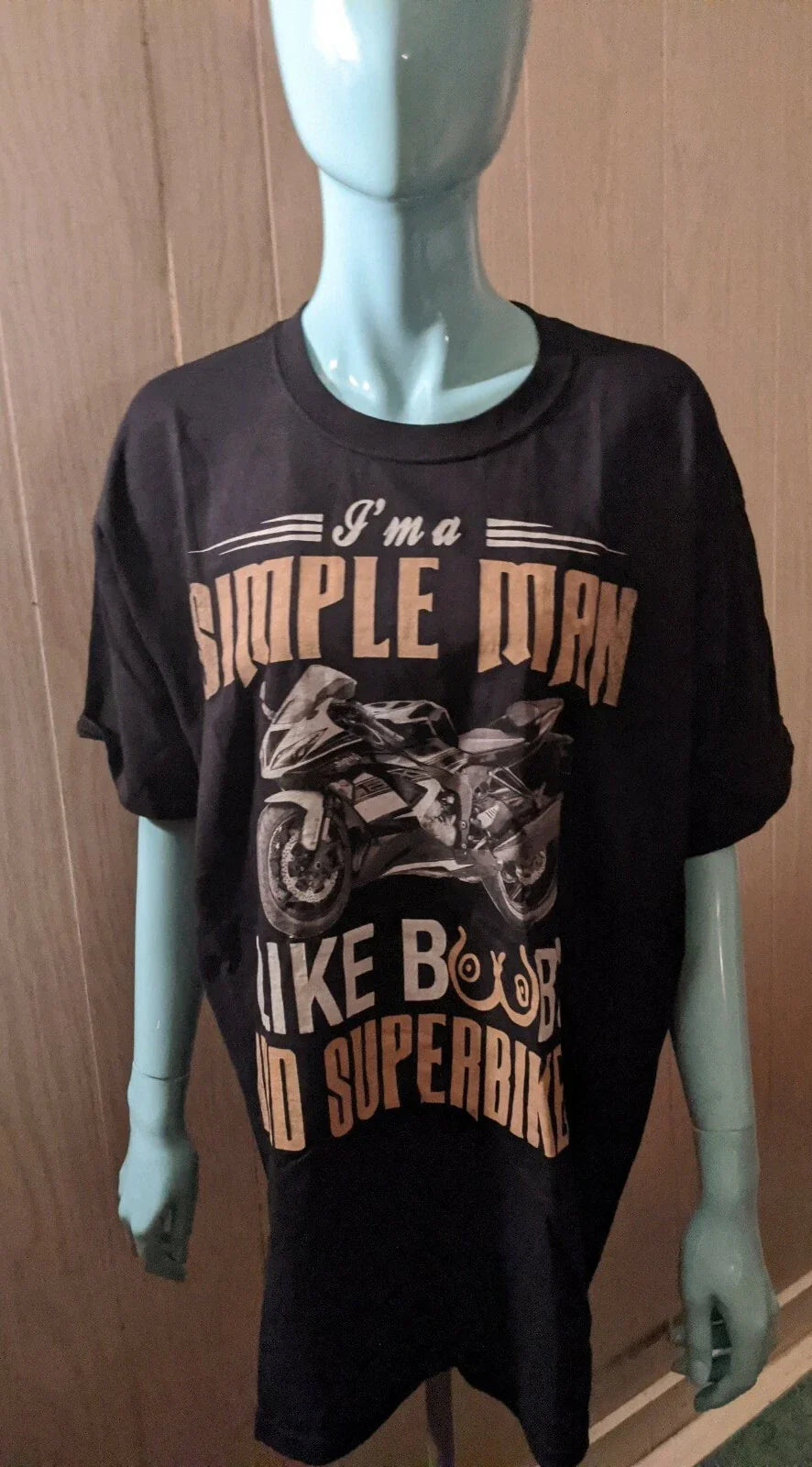 I'm A Simple Man I Like Boobs And Ride And Superbikes Motorcycle Large T-Shirt Unisex T-shirt, Sweatshirt, Hoodie, Long Sleeve Tee - T-Shirt, Sweatshirt, Hoodie