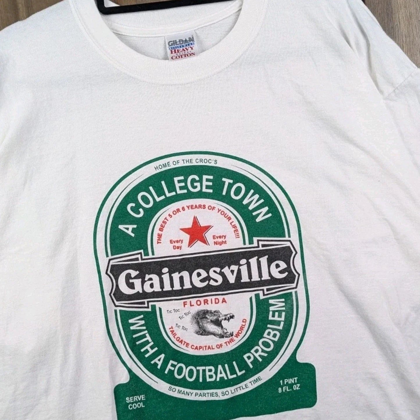 Gainesville Florida University Vintage Y2K Heineken Beer Parody T-shirt NCAA XL Unisex T-shirt, Sweatshirt, Hoodie, Long Sleeve Tee - T-Shirt, Sweatshirt, Hoodie
