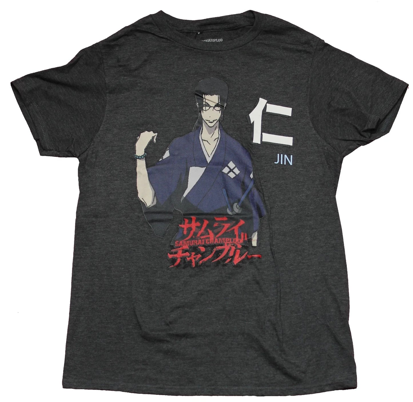 Samurai Champloo  New Adult T-Shirt - Jin Sce Over Logo Unisex T-shirt, Sweatshirt, Hoodie, Long Sleeve Tee - T-Shirt, Sweatshirt, Hoodie