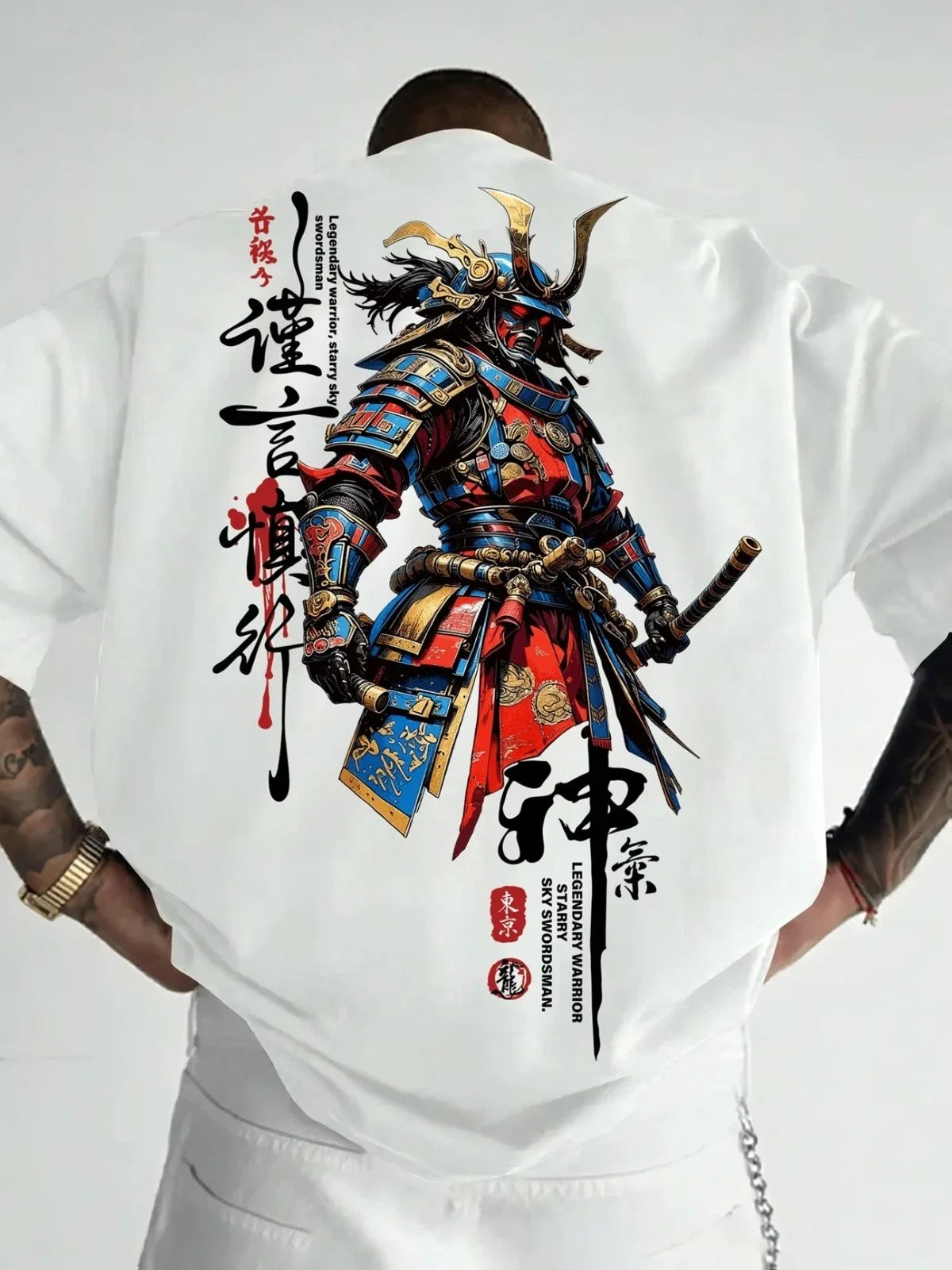 Japanese Samurai Warrior Oversized T Shirt Mens Graphic Streetwear | Summer Top Unisex T-shirt, Sweatshirt, Hoodie, Long Sleeve Tee - T-Shirt, Sweatshirt, Hoodie