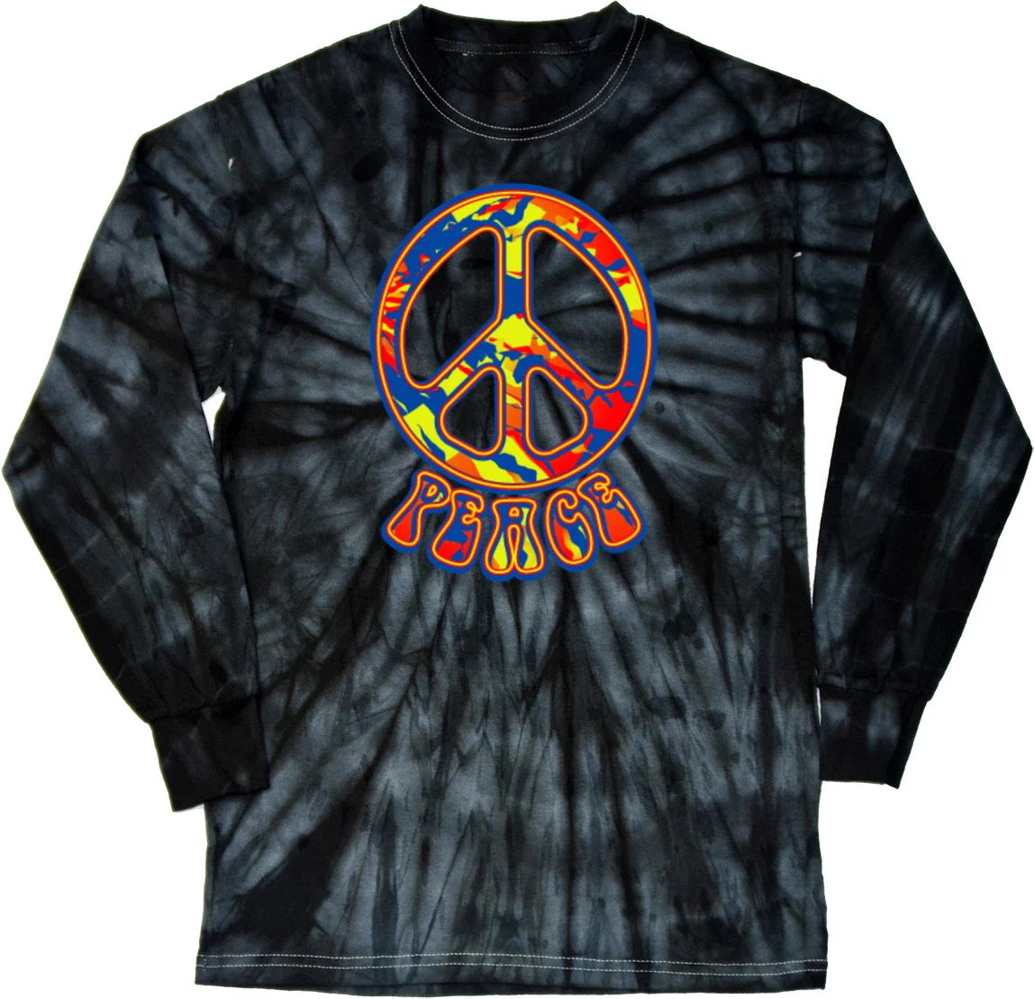 Buy Cool Shirts Peace T-shirt Funky 70's Peace Sign Tie Dye Long Sleeve Unisex T-shirt, Sweatshirt, Hoodie, Long Sleeve Tee - T-Shirt, Sweatshirt, Hoodie