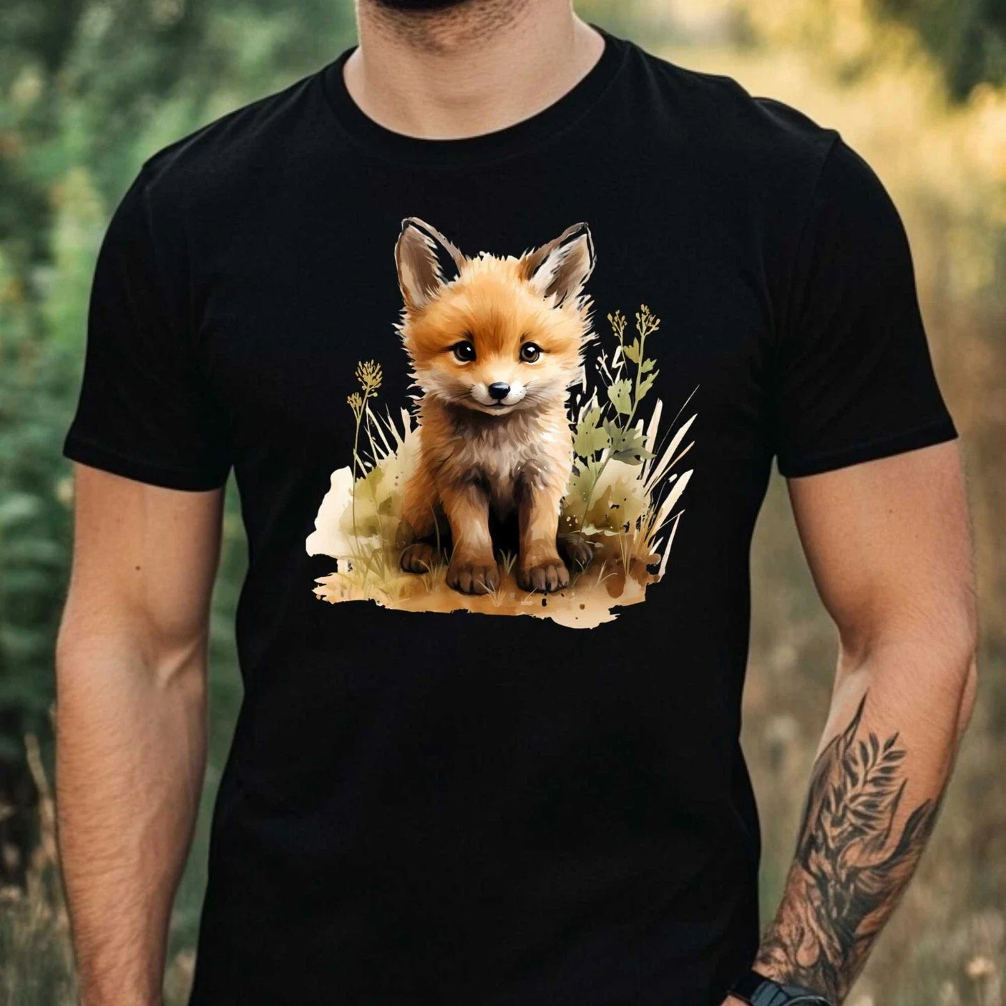 Mens Fox Print Cotton T Shirt Size XS to 5XL Unisex T-shirt, Sweatshirt, Hoodie, Long Sleeve Tee - T-Shirt, Sweatshirt, Hoodie