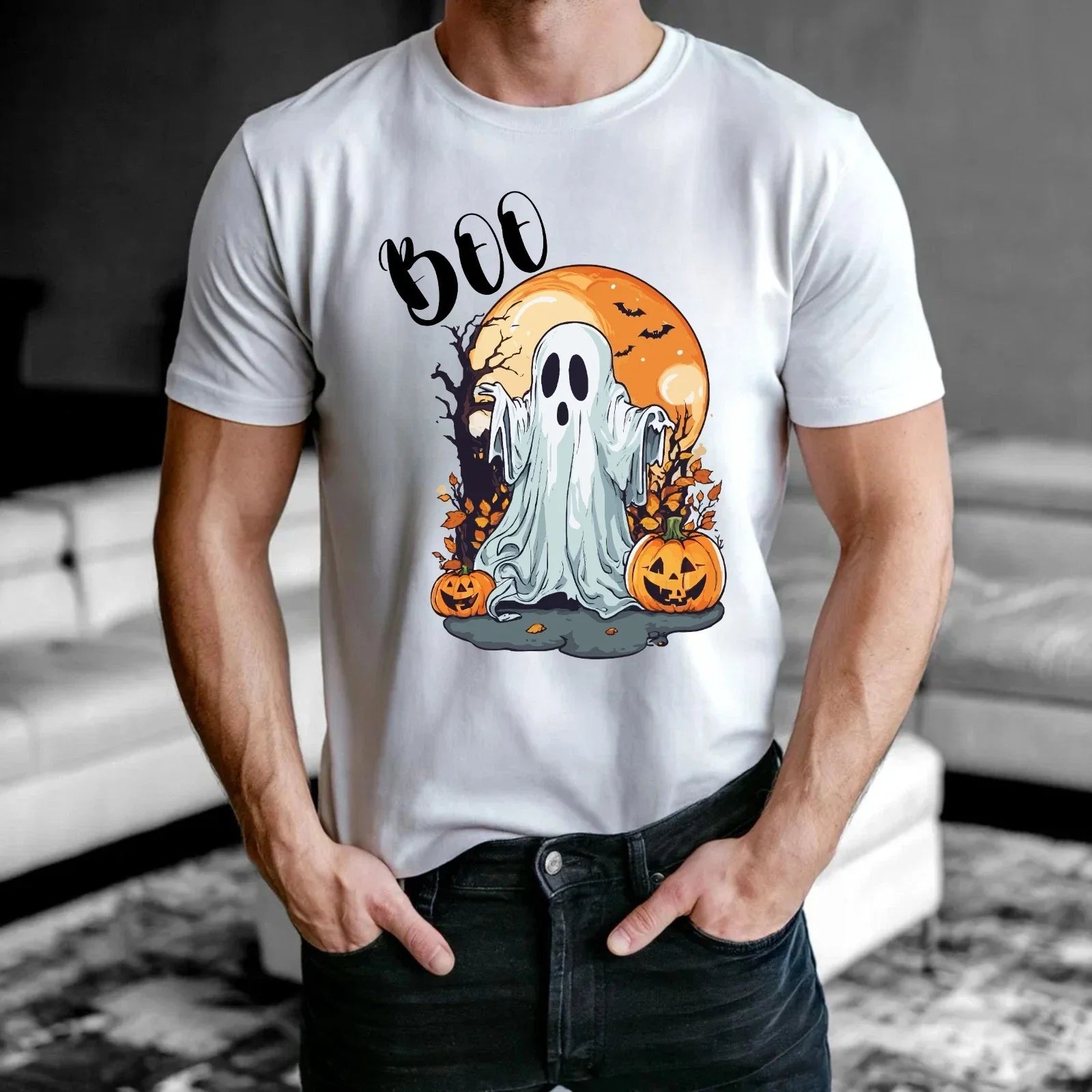 Vintage Halloween Boo Unisex T-Shirt - Retro Ghost Spooky Pumpkin Meme Tee Gift Unisex T-shirt, Sweatshirt, Hoodie, Long Sleeve Tee - T-Shirt, Sweatshirt, Hoodie