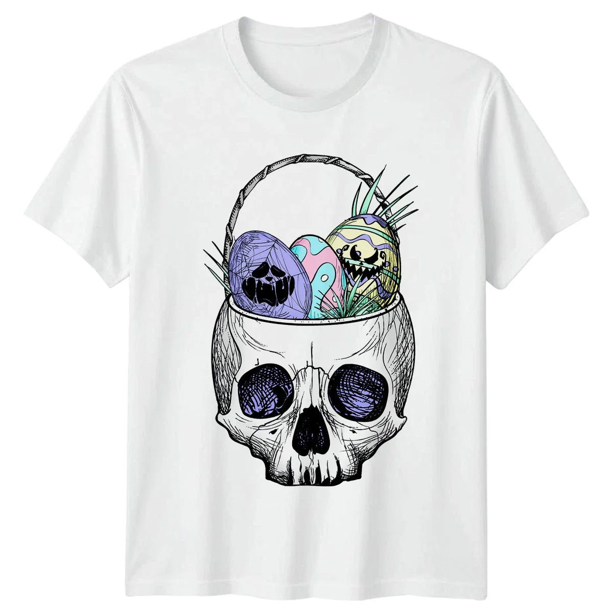 Pastel Goth Skull Easter Basket T-Shirt Pastel Goth Easter Unisex T-shirt, Sweatshirt, Hoodie, Long Sleeve Tee - T-Shirt, Sweatshirt, Hoodie