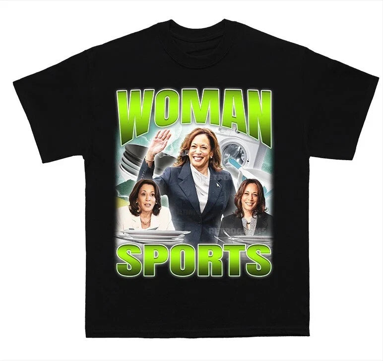 Woman Sports T-Shirt Kamala Harris Inspired Funny Political Graphic Tee Meme Unisex T-shirt, Sweatshirt, Hoodie, Long Sleeve Tee - T-Shirt, Sweatshirt, Hoodie