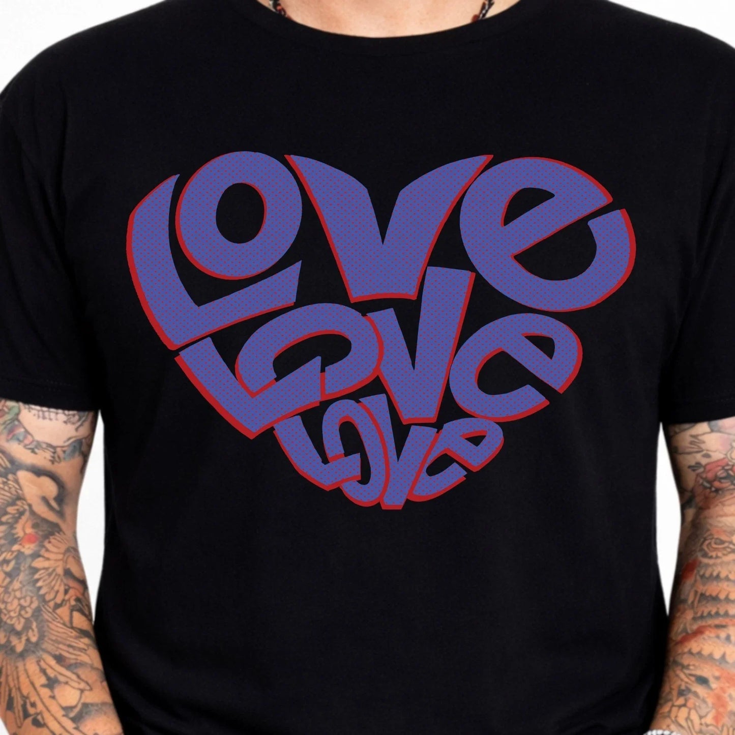 Love Heart Tee Retro Pop Art Typography Valentines Day Gift Cute Graphic Shirt. Unisex T-shirt, Sweatshirt, Hoodie, Long Sleeve Tee - T-Shirt, Sweatshirt, Hoodie