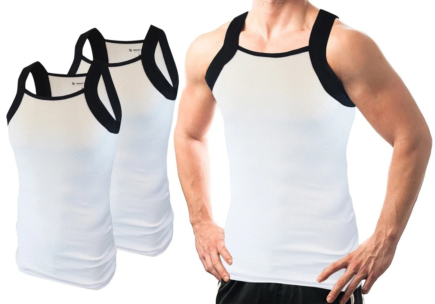 Different Touch 2 Pack Men's G-unit Tank Tops Square Cut Muscle Rib Accent Trim Unisex T-shirt, Sweatshirt, Hoodie, Long Sleeve Tee - T-Shirt, Sweatshirt, Hoodie