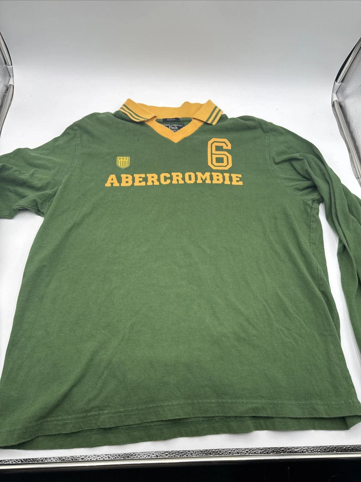 MENS XL VTG Abercrombie & Fitch Preppy Collared Soccer Style Jersey Muscle Shirt Unisex T-shirt, Sweatshirt, Hoodie, Long Sleeve Tee - T-Shirt, Sweatshirt, Hoodie