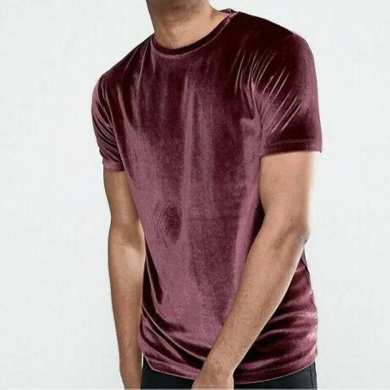 Mens Womens Velvet Short Sleeve T-Shirt Crew Neck Velour Top Tee shirt Retro Unisex T-shirt, Sweatshirt, Hoodie, Long Sleeve Tee - T-Shirt, Sweatshirt, Hoodie