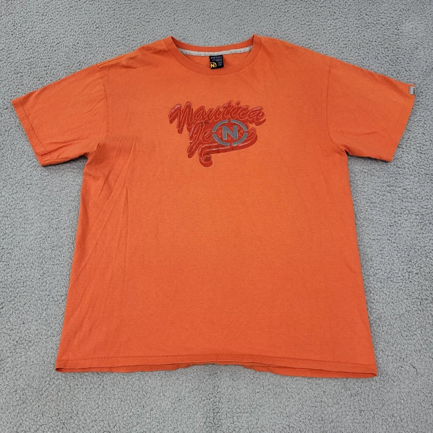 Nautica Jeans VTG Y2K Shirt Mens Large Orange Logo Graphic Unisex T-shirt, Sweatshirt, Hoodie, Long Sleeve Tee - T-Shirt, Sweatshirt, Hoodie
