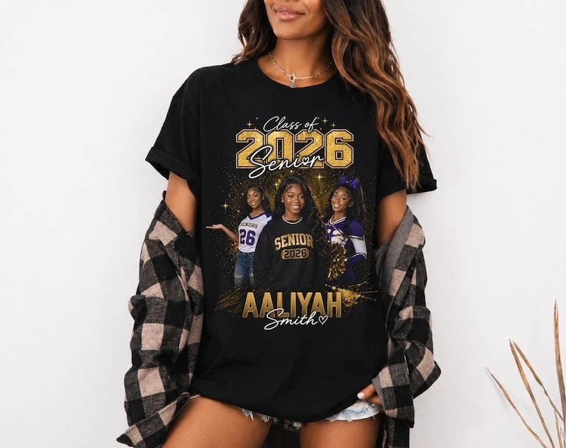 Class of 2026 Shirt, Custom Senior 2026, Bling Shirt, Senior Night, Graduation Unisex T-shirt, Sweatshirt, Hoodie, Long Sleeve Tee - T-Shirt, Sweatshirt, Hoodie