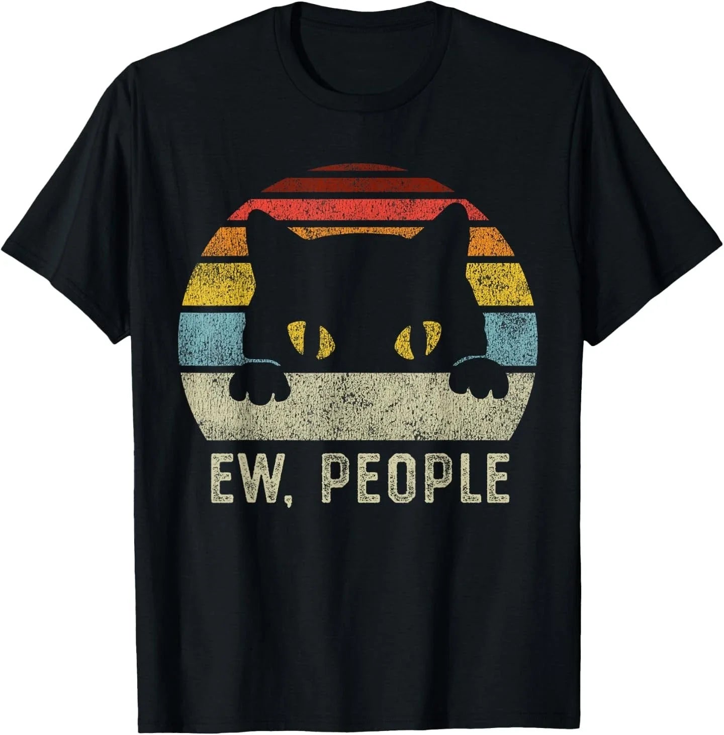 Ew People Retro Cat Funny Vintage Anti Social Introvert T-Shirt Unisex T-shirt, Sweatshirt, Hoodie, Long Sleeve Tee - T-Shirt, Sweatshirt, Hoodie