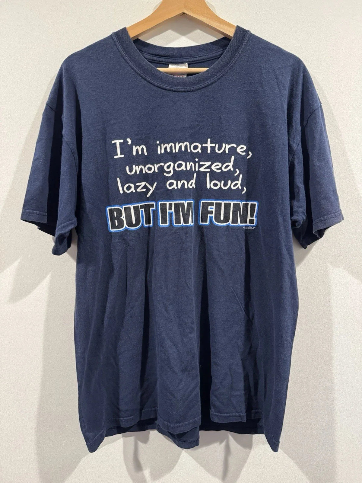 Vintage Immature Lazy Loud Shirt Mens Large Blue Funny Gildan Graphic Tee 00s Unisex T-shirt, Sweatshirt, Hoodie, Long Sleeve Tee - T-Shirt, Sweatshirt, Hoodie