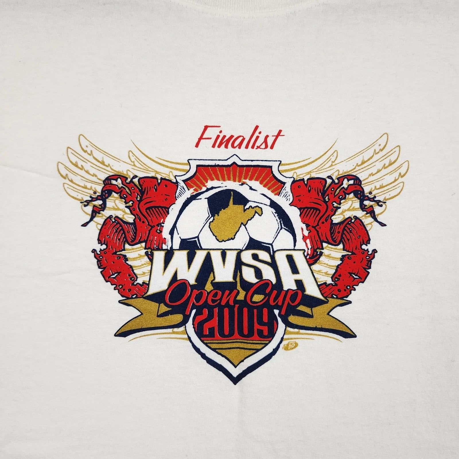 WVSA Open Cup Finalist Shirt Mens XL White Soccer Tournament 2009 West Virginia Unisex T-shirt, Sweatshirt, Hoodie, Long Sleeve Tee - T-Shirt, Sweatshirt, Hoodie
