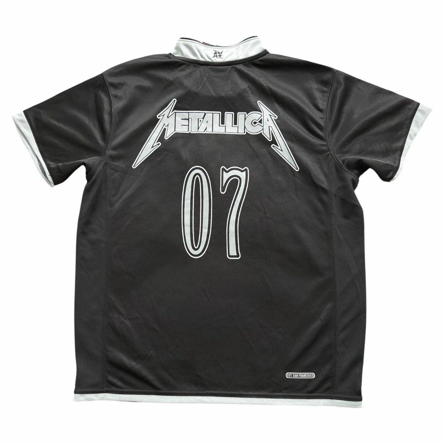 2007 Metallica Soccer Jersey Shirt VTG Band Merch Atmosphere Small Black Unisex T-shirt, Sweatshirt, Hoodie, Long Sleeve Tee - T-Shirt, Sweatshirt, Hoodie