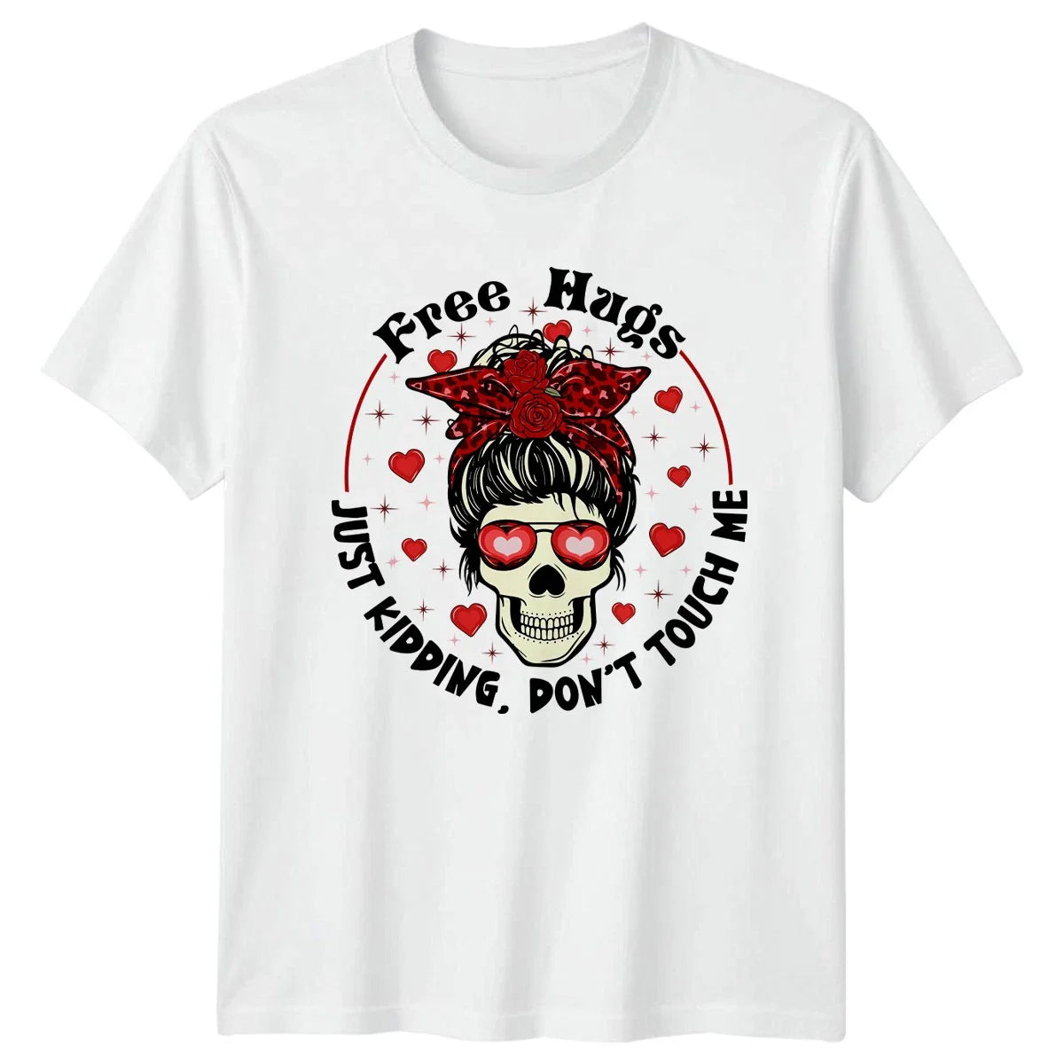 Free Hugs Just Kidding DONT Womens T-Shirt Introvert Sassy Skull Unisex T-shirt, Sweatshirt, Hoodie, Long Sleeve Tee - T-Shirt, Sweatshirt, Hoodie