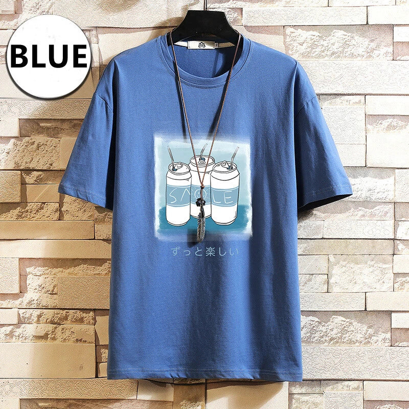 Mens Japanese Cartoon Printed Loose T-Shirt Breathable Oversized Summer Unisex T-shirt, Sweatshirt, Hoodie, Long Sleeve Tee - T-Shirt, Sweatshirt, Hoodie