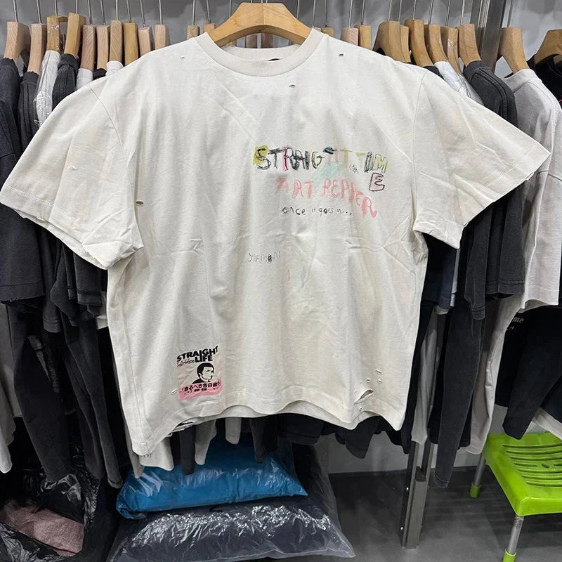 Hollywood Straight Time Art Repper Mens White Crayon Holes Short Sleeve T Shirt Unisex T-shirt, Sweatshirt, Hoodie, Long Sleeve Tee - T-Shirt, Sweatshirt, Hoodie