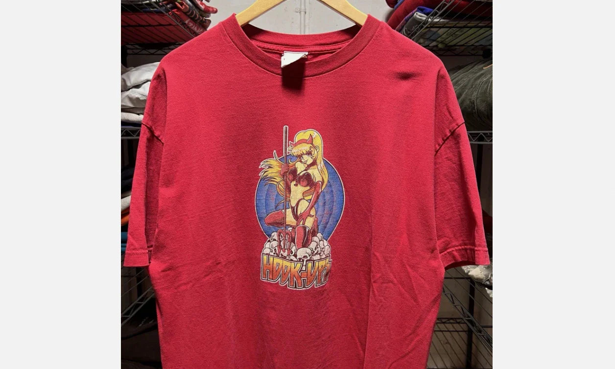 Vintage 2000s Hook Ups Skateboards T-Shirt Red Anime Girl Skater Tee Unisex T-shirt, Sweatshirt, Hoodie, Long Sleeve Tee - T-Shirt, Sweatshirt, Hoodie