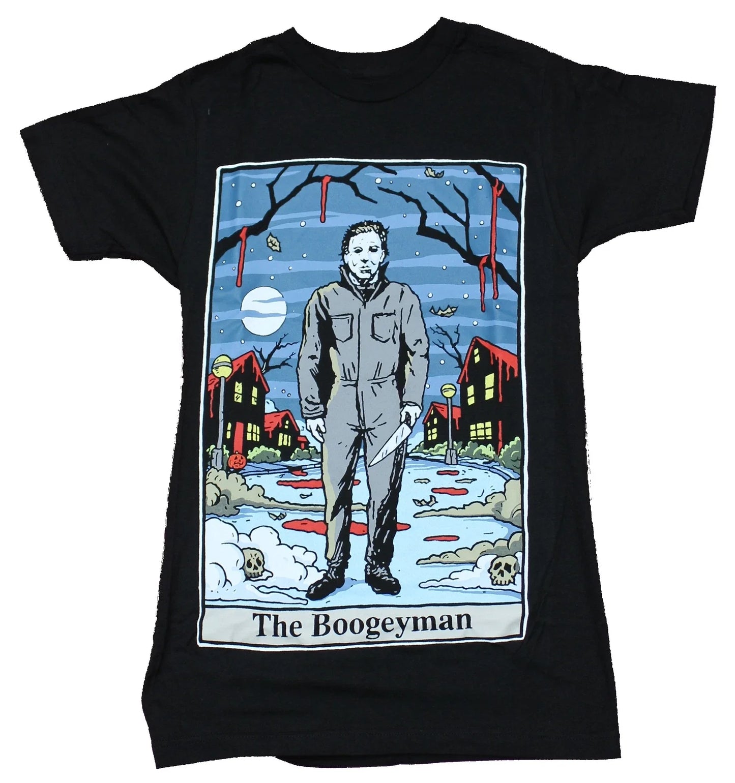 Halloween Mens T-Shirt - Michael Meyers The Boogey Man Tarot Card Image Unisex T-shirt, Sweatshirt, Hoodie, Long Sleeve Tee - T-Shirt, Sweatshirt, Hoodie