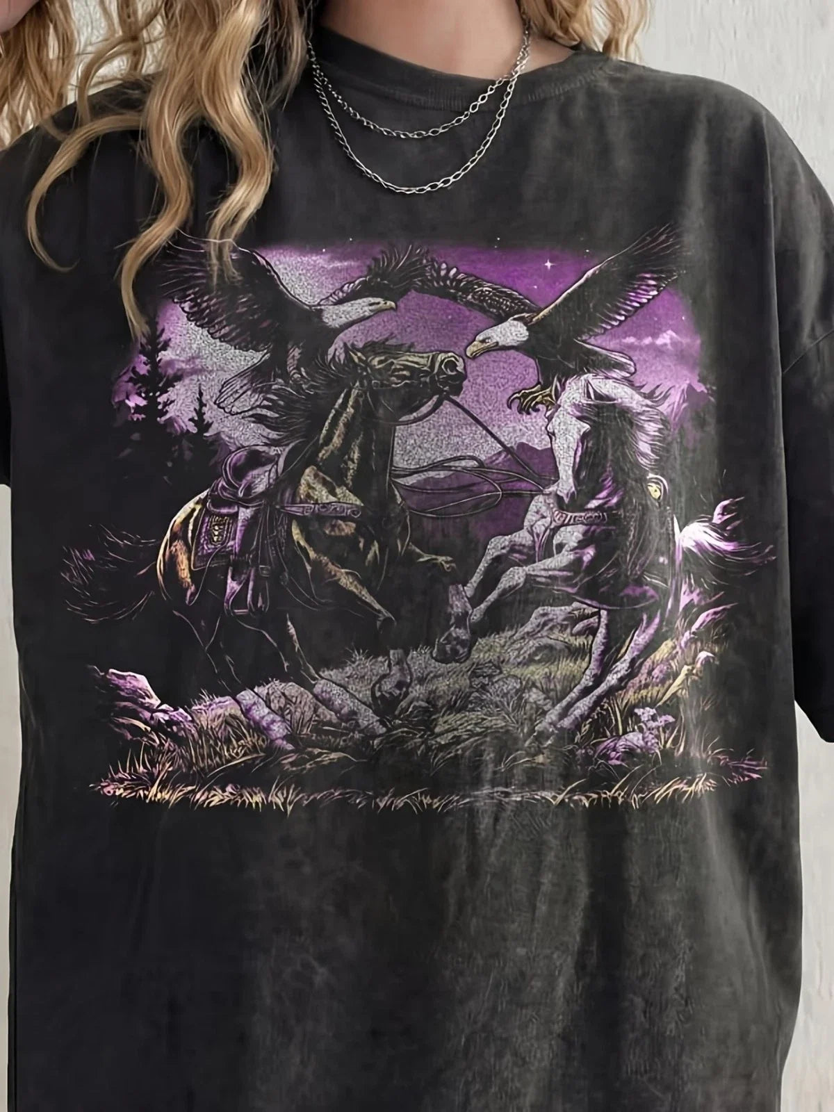 Western Cowboy Graphic T-Shirt Wild Horse Bald Eagle Country Animal Shirt Unisex T-shirt, Sweatshirt, Hoodie, Long Sleeve Tee - T-Shirt, Sweatshirt, Hoodie
