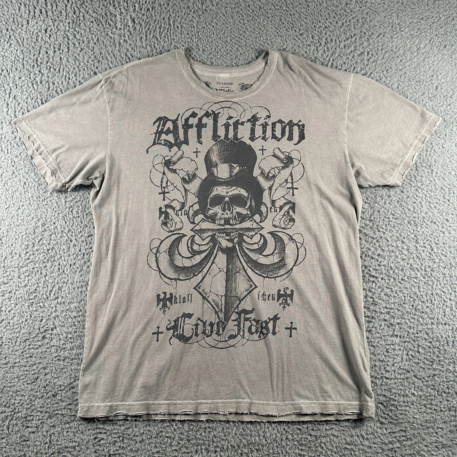 Affliction Live Fast Grunge Shirt Mens 2XL Gray All Over Print Tee Y2K US Made Unisex T-shirt, Sweatshirt, Hoodie, Long Sleeve Tee - T-Shirt, Sweatshirt, Hoodie