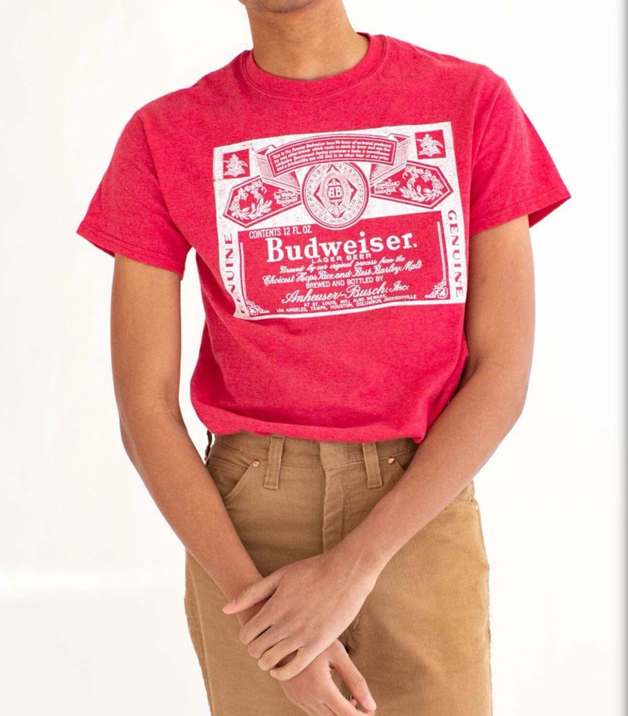 Budweiser Red Label T-Shirt Classic Simple Adult Size Large Unisex T-shirt, Sweatshirt, Hoodie, Long Sleeve Tee - T-Shirt, Sweatshirt, Hoodie