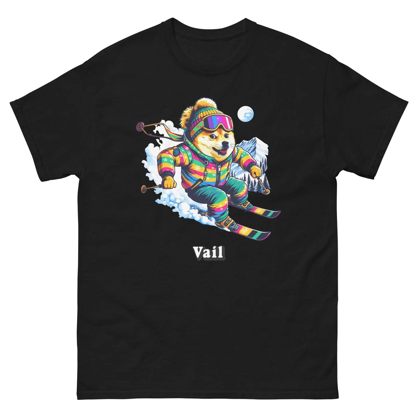 Vail Doge Skiing Funny Ski Skier Dog Meme Cute Shirt T-Shirt Unisex T-shirt, Sweatshirt, Hoodie, Long Sleeve Tee - T-Shirt, Sweatshirt, Hoodie