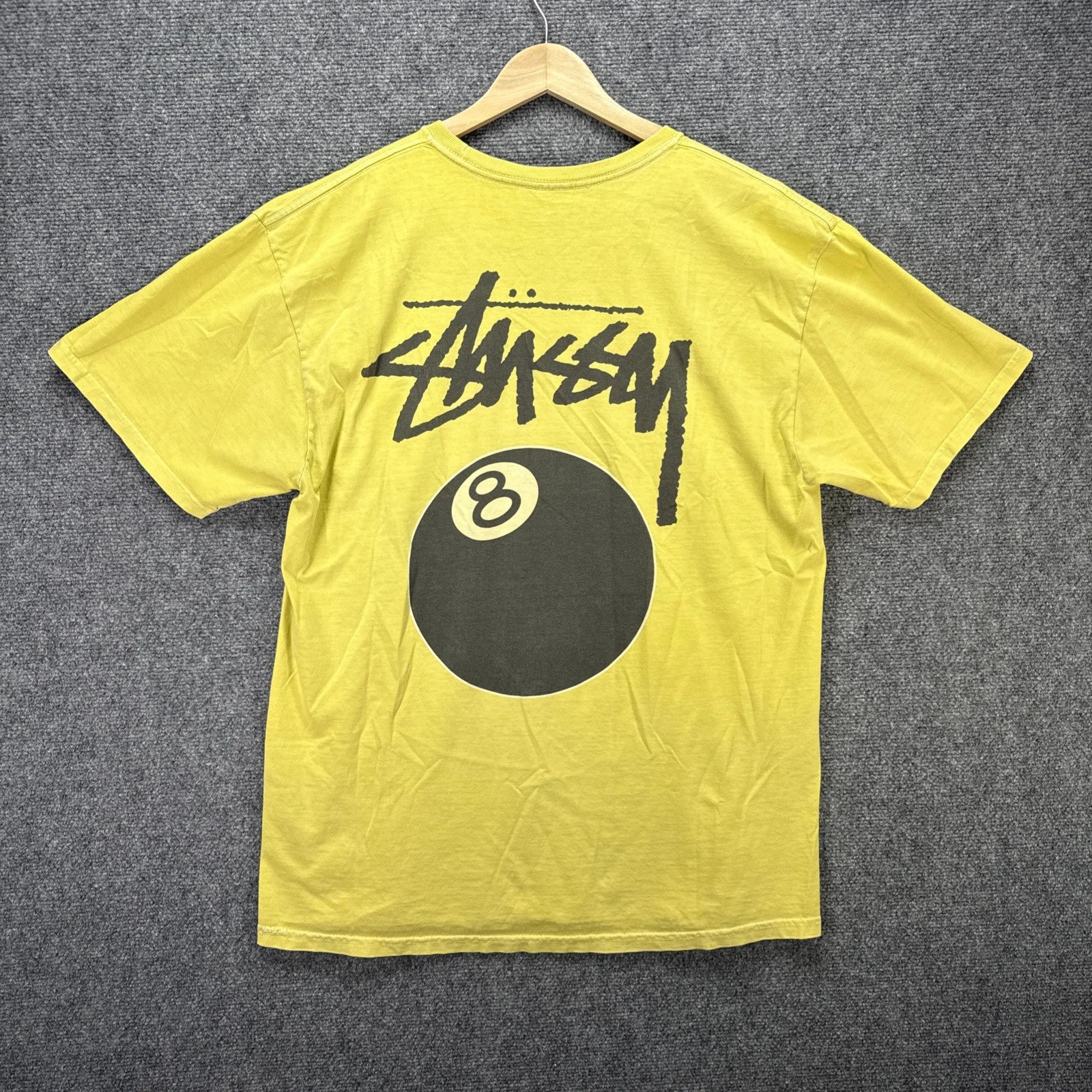 Vintage Stussy Shirt Mens Large Yellow 90s Remixed Classics 8 Ball Eight Skate Unisex T-shirt, Sweatshirt, Hoodie, Long Sleeve Tee - T-Shirt, Sweatshirt, Hoodie