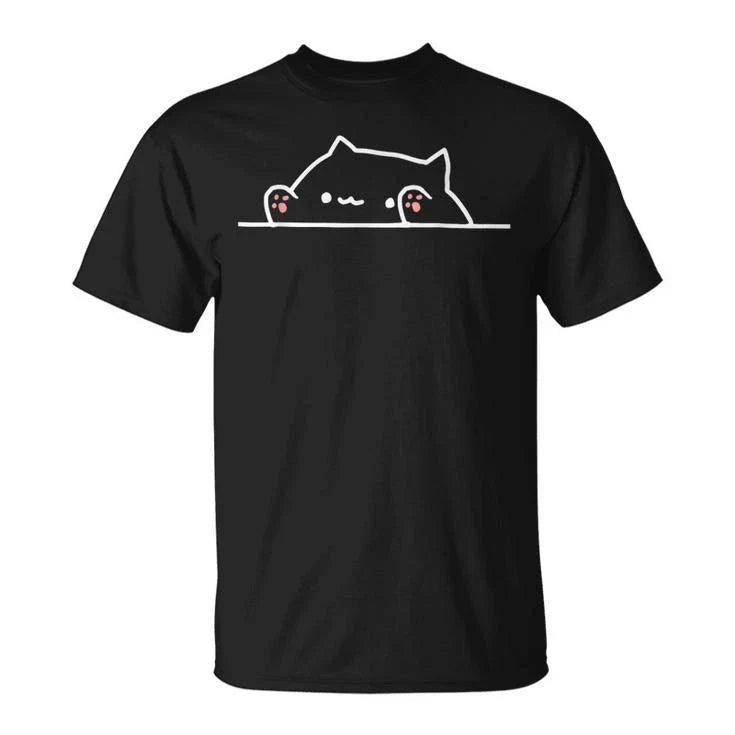 Cute Bongo Cat Meme Graphic Multicolor 1 Sided Short Sleeves T Shirt Unisex T-shirt, Sweatshirt, Hoodie, Long Sleeve Tee - T-Shirt, Sweatshirt, Hoodie