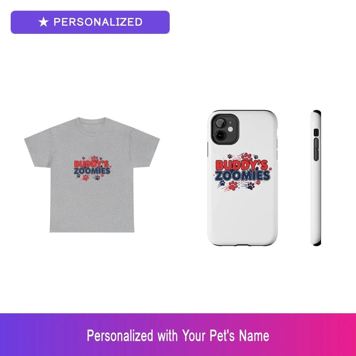 Custom Corgi Paw Print Gift Set Shirt Phone Case Personalized Pet Name Bundle Unisex T-shirt, Sweatshirt, Hoodie, Long Sleeve Tee - T-Shirt, Sweatshirt, Hoodie