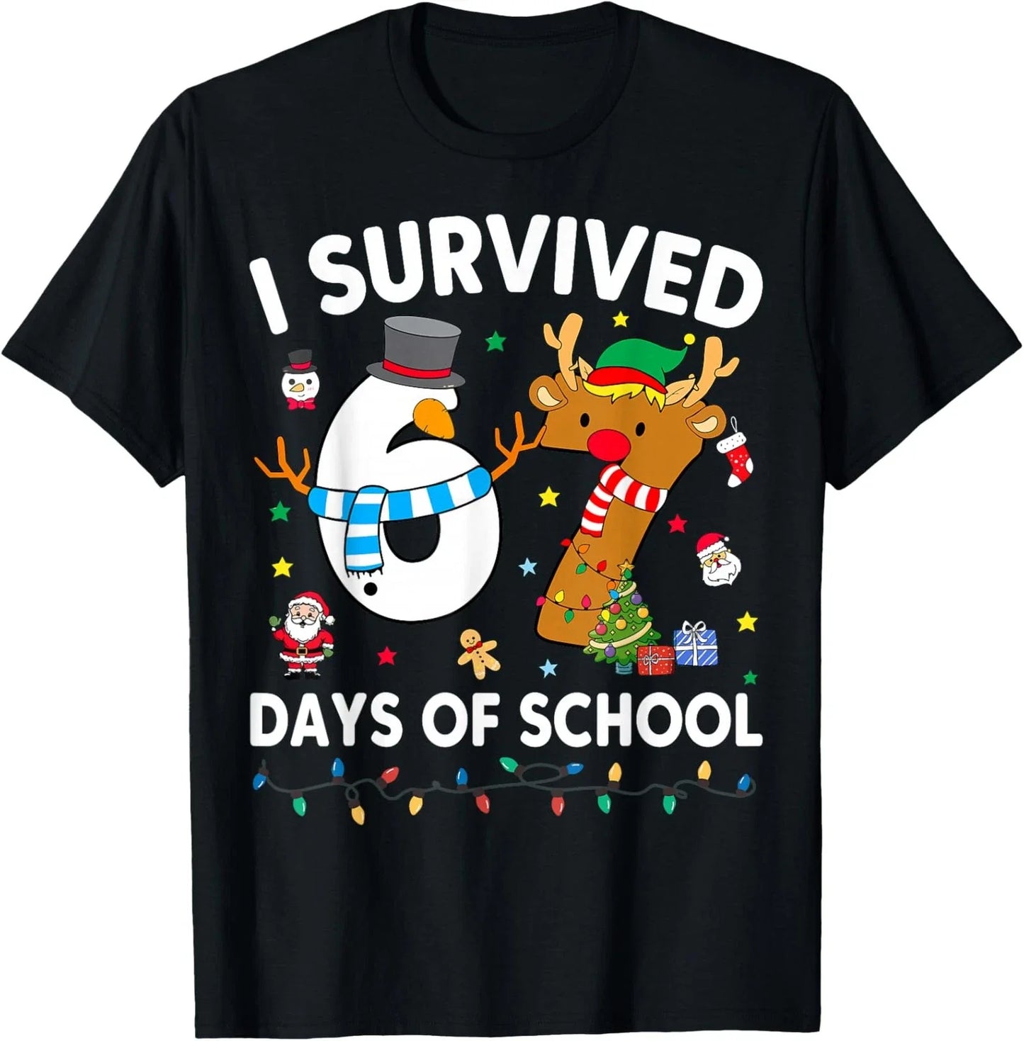 I Survived 67 Days of School Funny Meme Christmas Unisex T-Shirt Unisex T-shirt, Sweatshirt, Hoodie, Long Sleeve Tee - T-Shirt, Sweatshirt, Hoodie