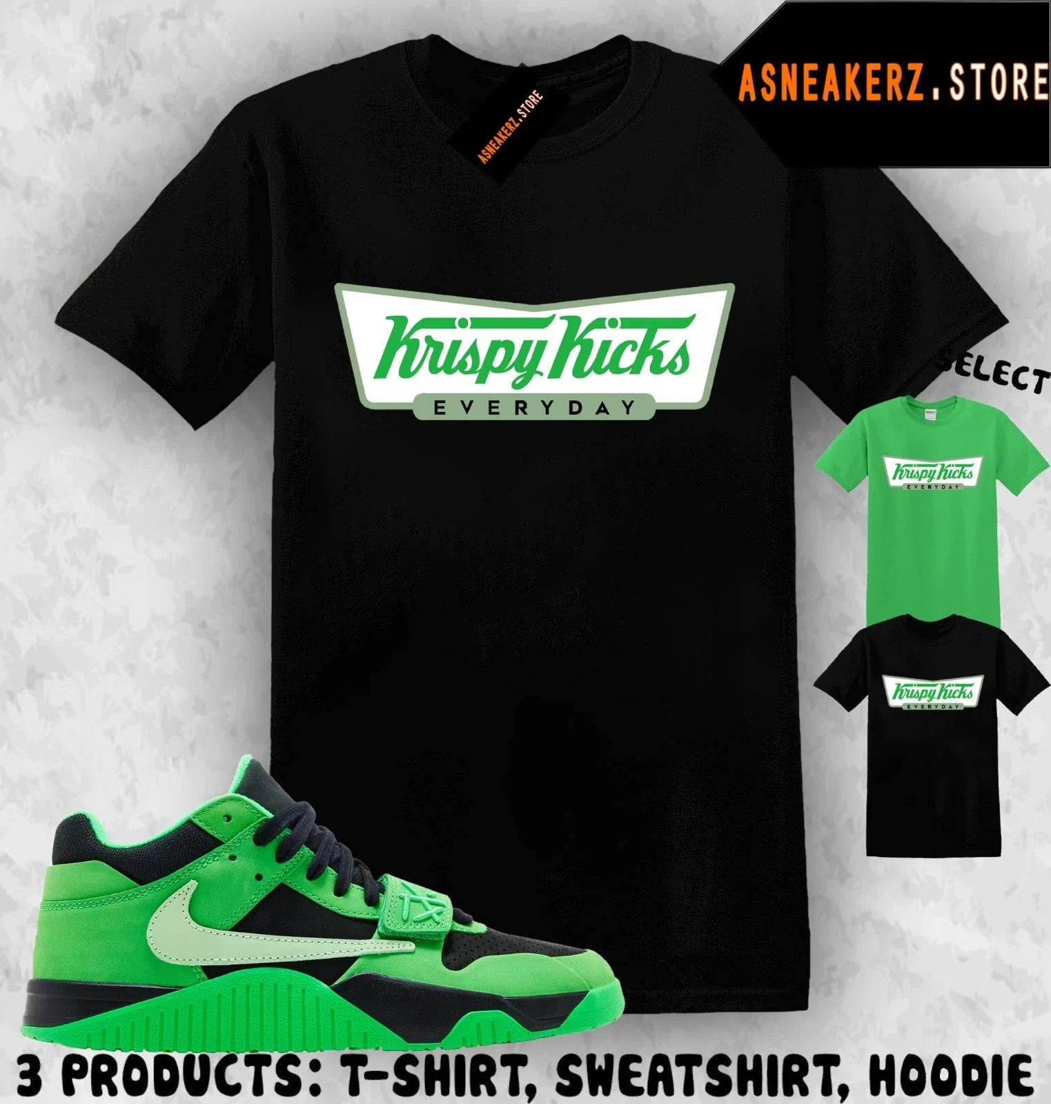 Shirt Matching Travis Scott Jumpman Jack Green Spark Match Sneaker Krispy Kicks Unisex T-shirt, Sweatshirt, Hoodie, Long Sleeve Tee - T-Shirt, Sweatshirt, Hoodie