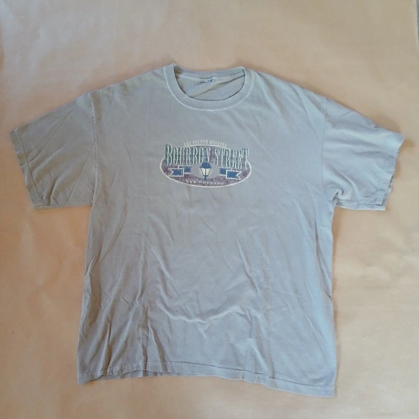 Bourbon Street T shirt Adult XL Beige Short Sleeve Graphic Tee Casual Aesthetic Unisex T-shirt, Sweatshirt, Hoodie, Long Sleeve Tee - T-Shirt, Sweatshirt, Hoodie