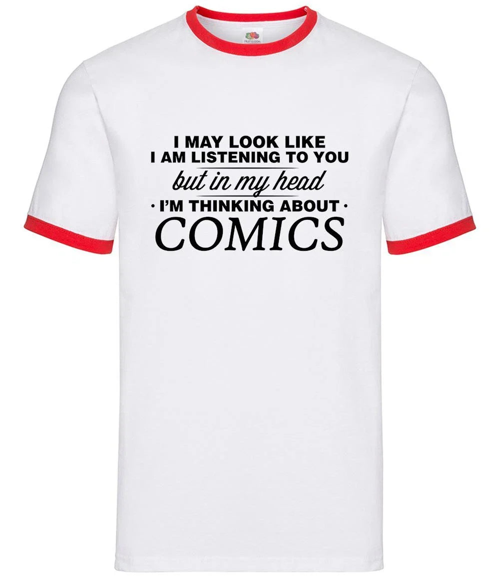 In My Head I'm Comics - Mens Ringer - Graphic Novel Superhero Pop Art Fan Unisex T-shirt, Sweatshirt, Hoodie, Long Sleeve Tee - T-Shirt, Sweatshirt, Hoodie