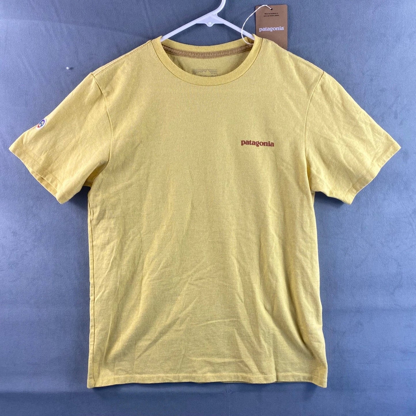 Patagonia Fitz Roy Icon Responsibili-Tee Mens Size XS T-Shirt 'Milled Yellow' Unisex T-shirt, Sweatshirt, Hoodie, Long Sleeve Tee - T-Shirt, Sweatshirt, Hoodie