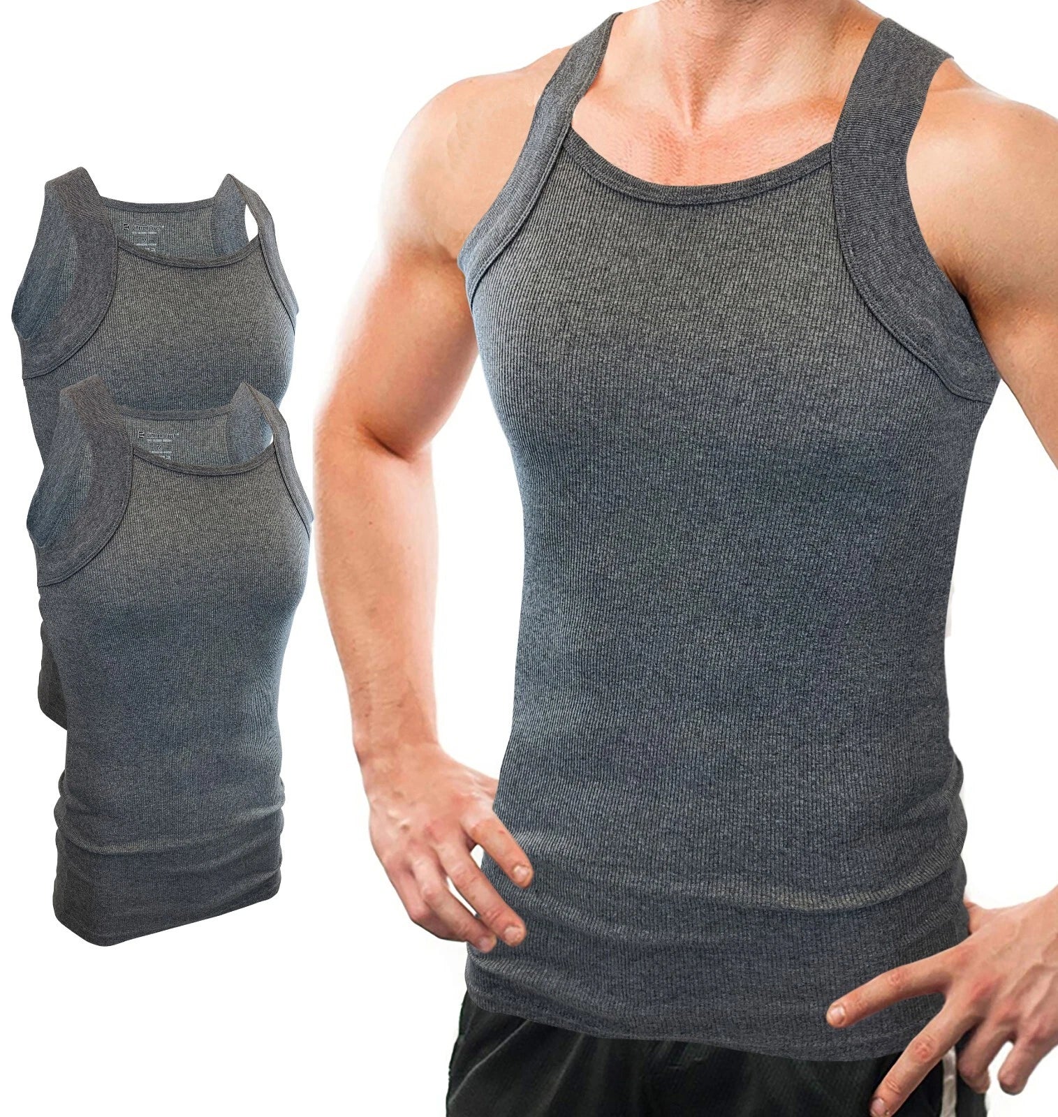 Different Touch 2 Pack Men's G-unit Tank Tops Square Cut Muscle Rib A-Shirts Unisex T-shirt, Sweatshirt, Hoodie, Long Sleeve Tee - T-Shirt, Sweatshirt, Hoodie
